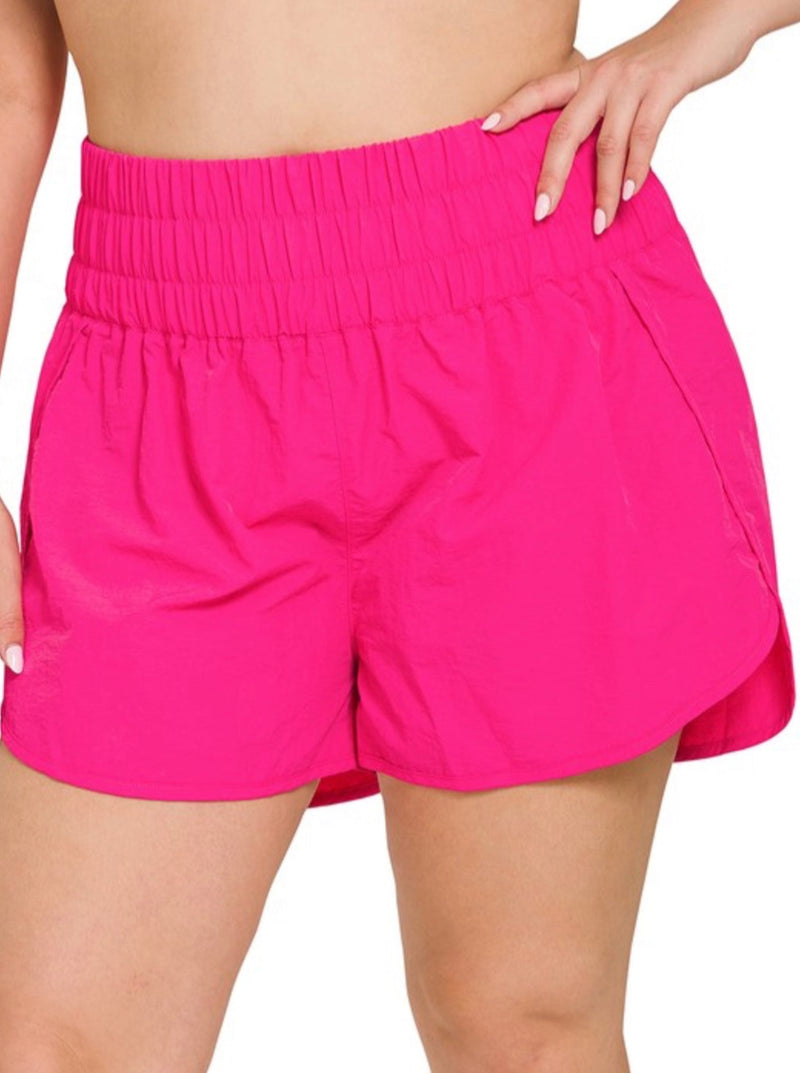 Smocked Athletic Shorts {in magenta}